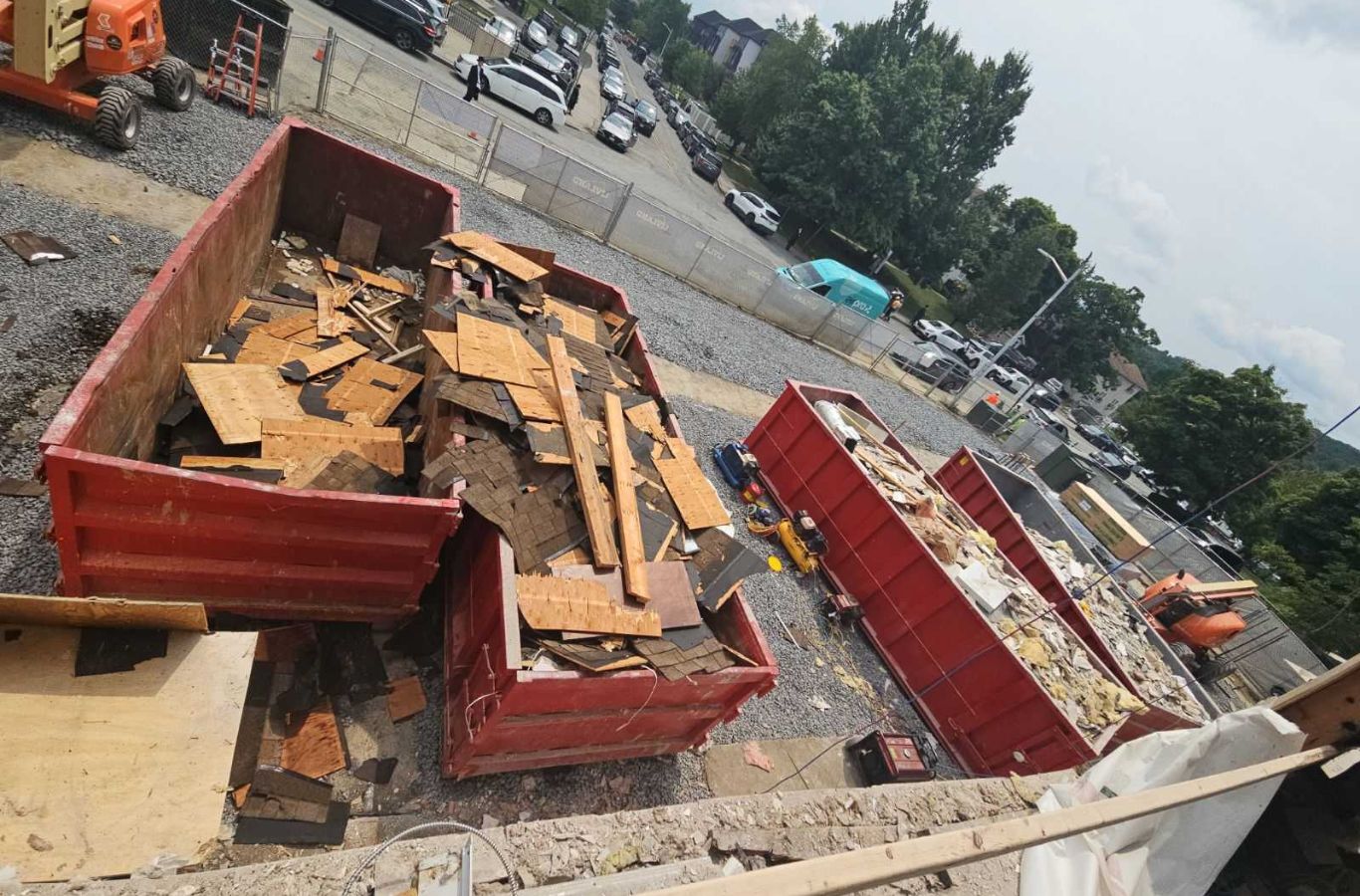 Contractor disposing debris safely